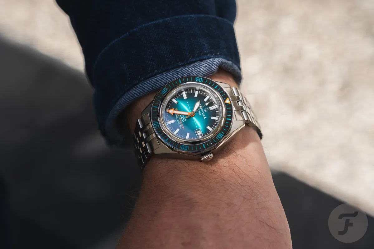 Turquoise sunburst dial of Certina DS Super PH2000M STC