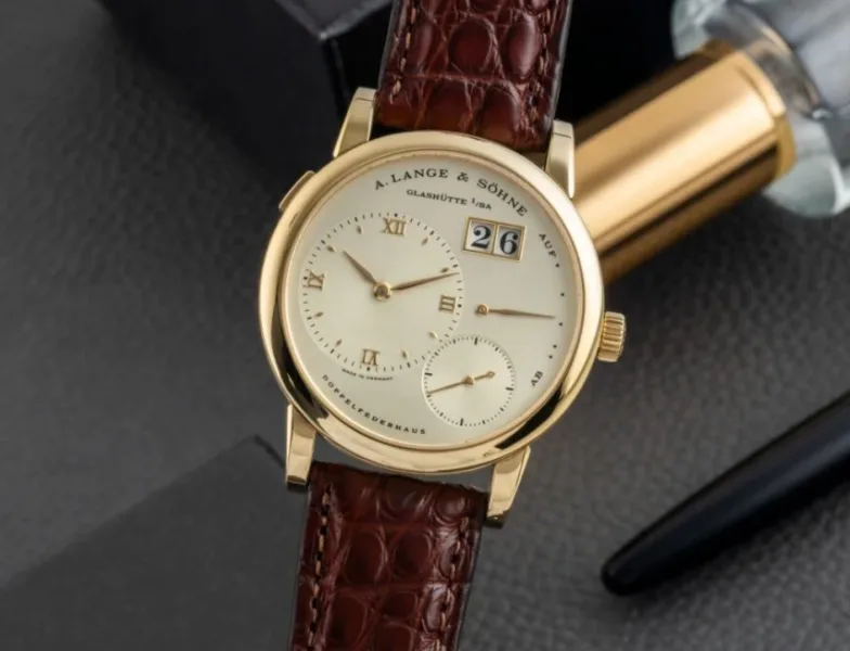 Close-up of the asymmetric dial of the A. Lange & Söhne Lange 1