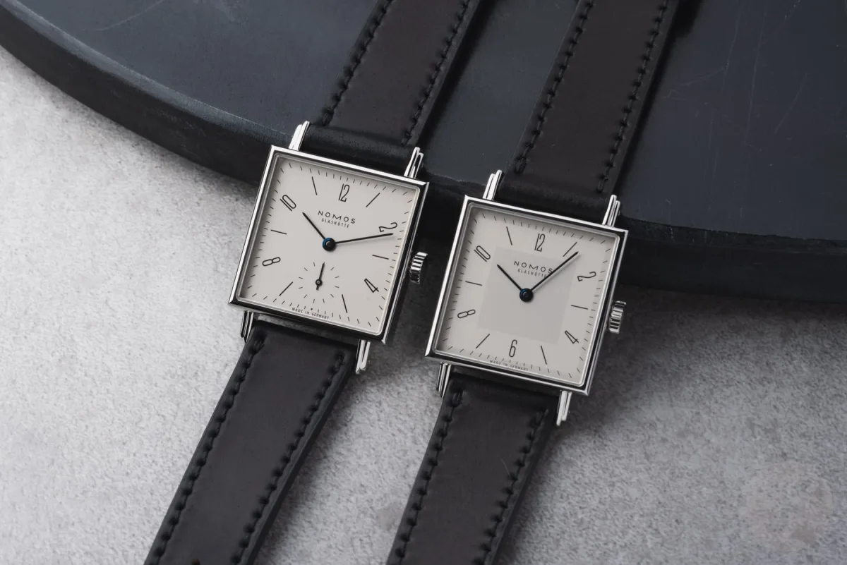 Various strap options for Nomos Tetra watches adding style