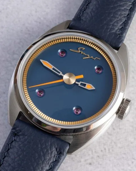 Caballero watch with minimalistic dial lacking hour markers