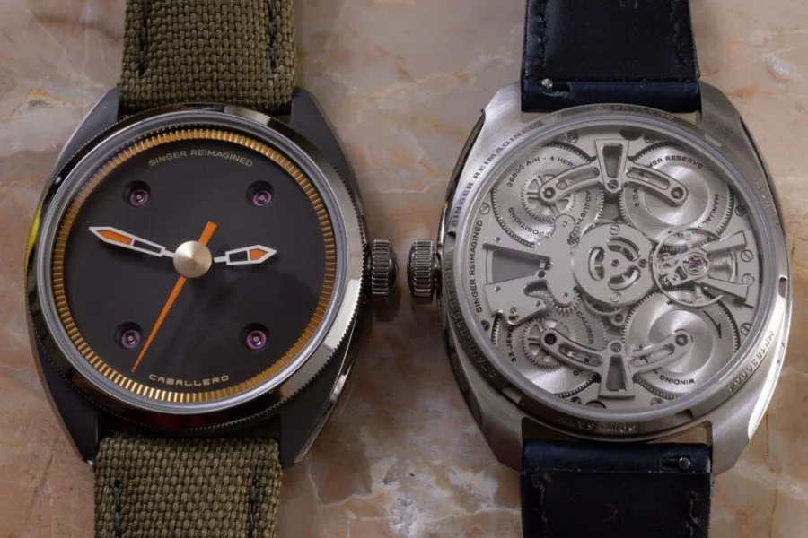 Comparison of steel and titanium Caballero watch cases