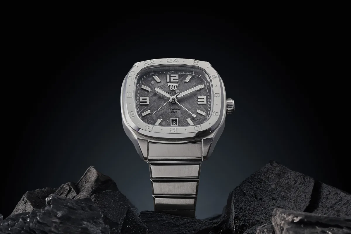 Tedoro Quadra GMT Meteorite dial with Widmanstätten pattern