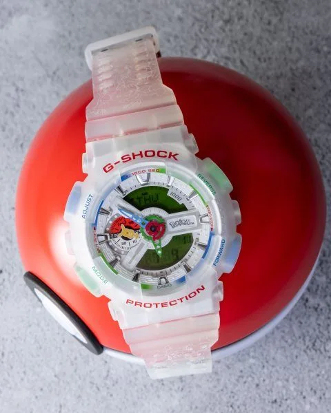 Casio G-Shock GA-110PKM showing Pokémon character details on strap