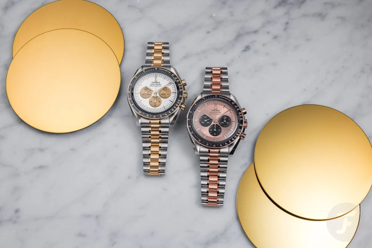 Various Omega Speedmaster models displayed.