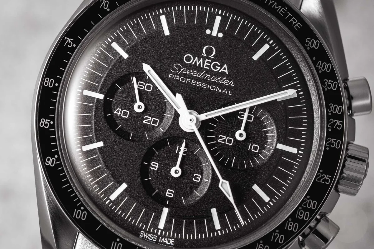 Five selected Omega Speedmaster models.