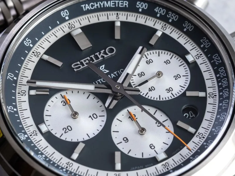 Seiko Prospex Speedtimer SRQ049 reverse panda dial.