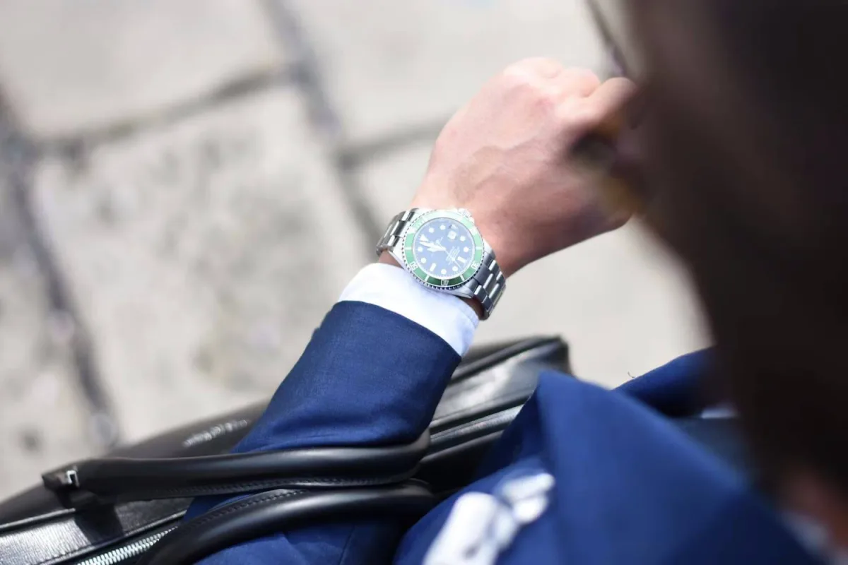 Watch stored in a travel case