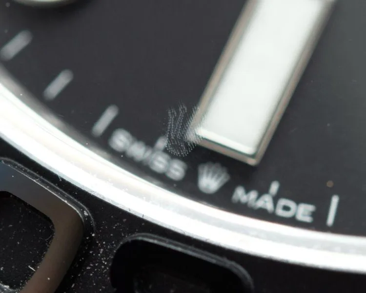 Blurry laser engraving on a watch
