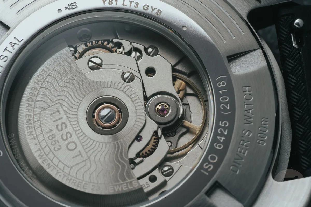 Close-up of Tissot Seastar 2000 Professional's dial and bezel