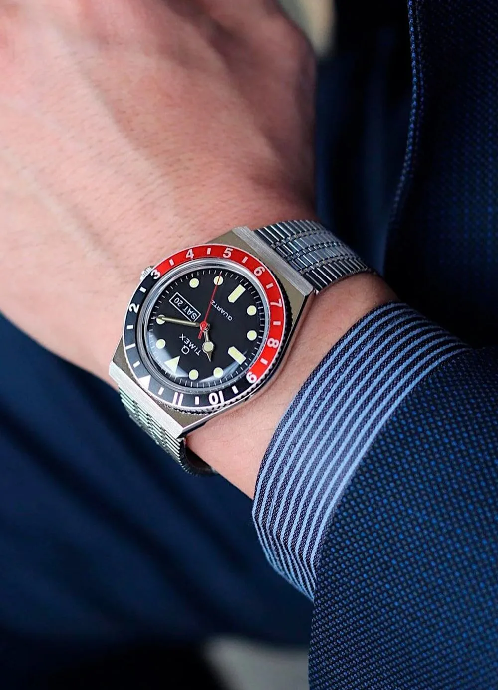 Timex Q Diver with Pepsi bezel and acrylic glass