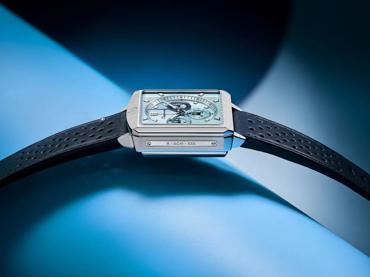 Depancel Série-R Ice Blue chronograph case with buttons and crown