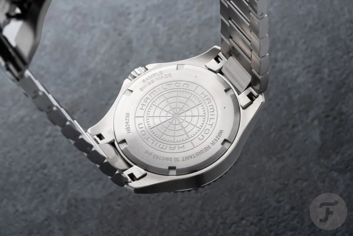 Hands with Super LumiNova on Hamilton watch