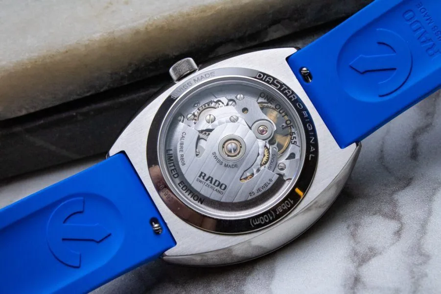 Close-up of skeletonized dial of Rado Diastar Original Skeleton