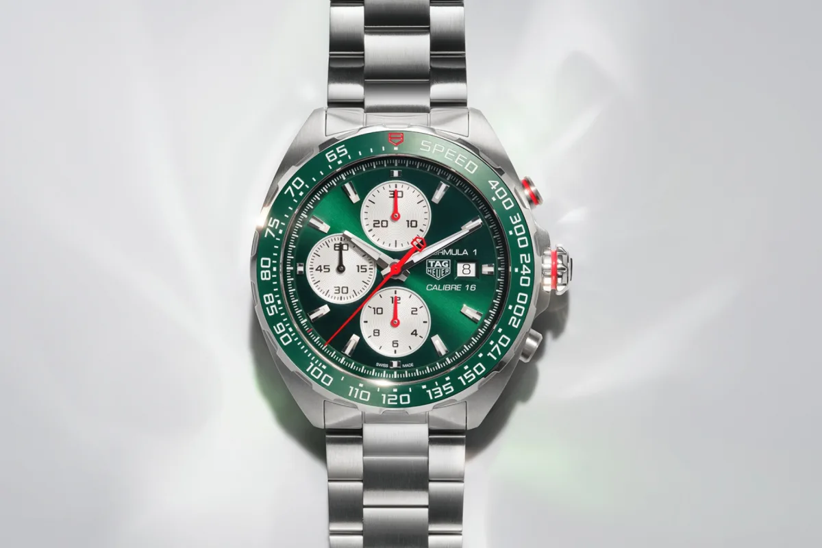 Back view of TAG Heuer watch showing engraved festival logo