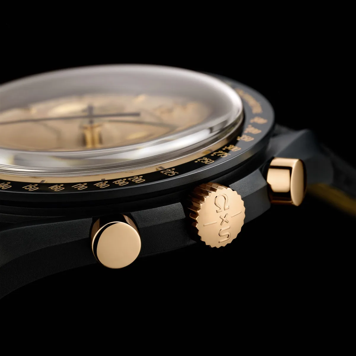 Omega × Swatch Speedmaster MoonSwatch Mission To The Moon 1969 crown and pushers