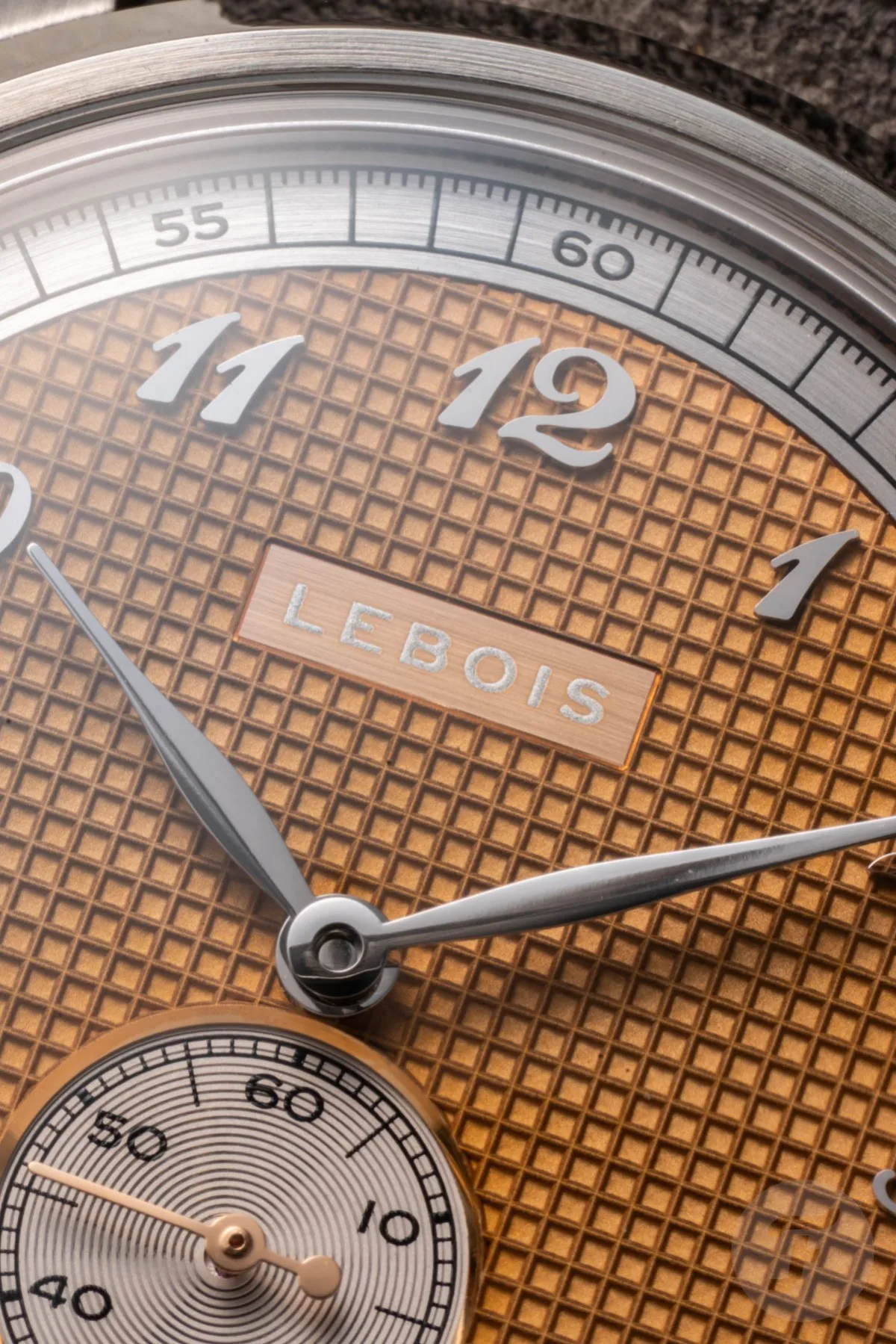 best July 2026 watch releases — Lebois & Co Heritage Atelier Small Seconds Stroopwafel dial detail