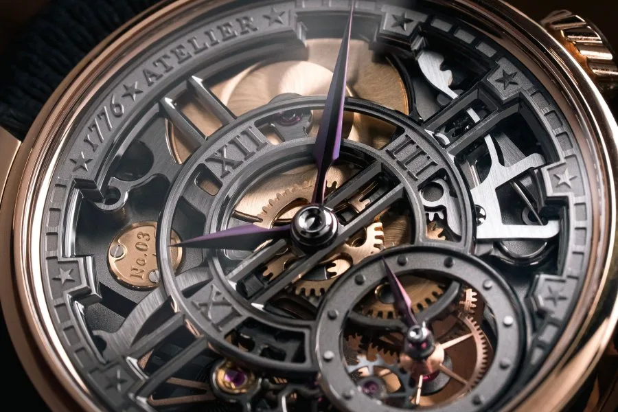 Diagram of tourbillon mechanism in a luxury watch