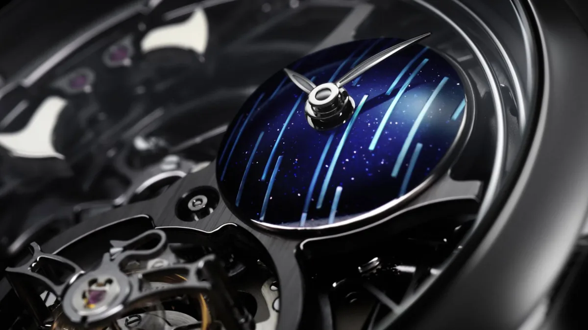 Side view of H. Moser & Cie Endeavour Cosmic Rain showing case details