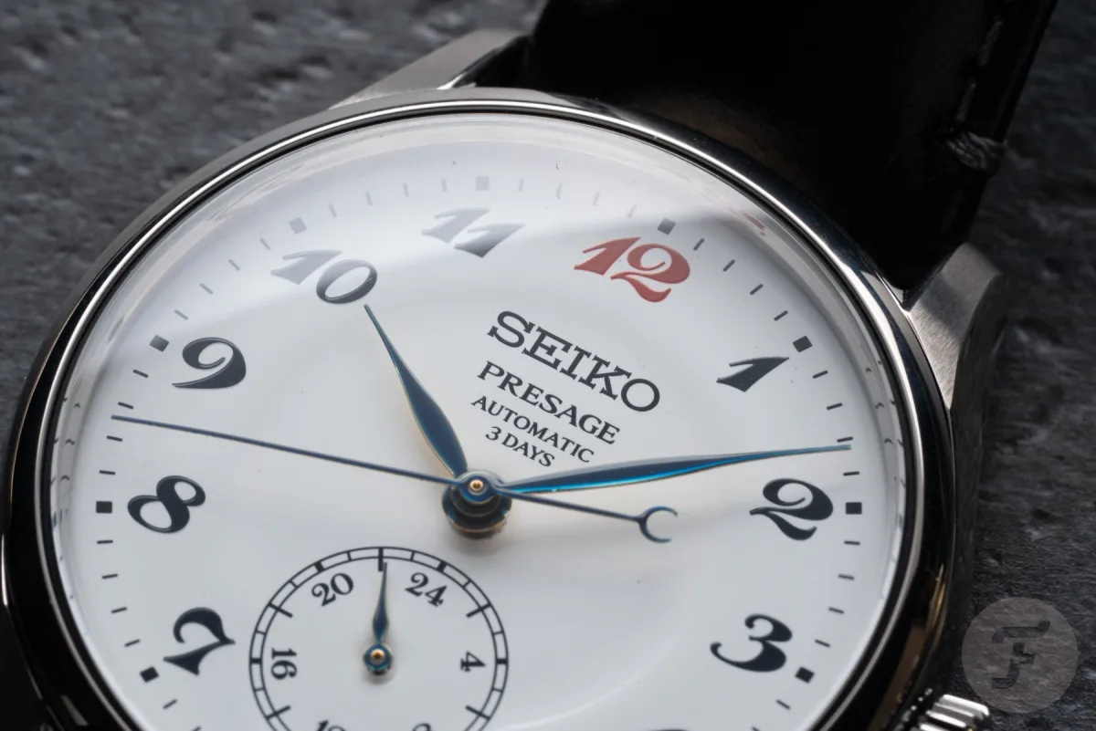 Close-up of Seiko Presage Classic Series HCC005 enamel dial