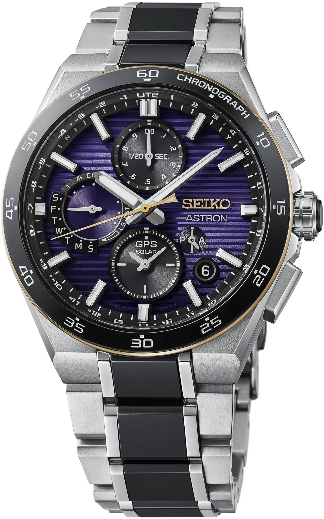 Seiko Astron GPS Solar Dual-Time Chronograph in purple