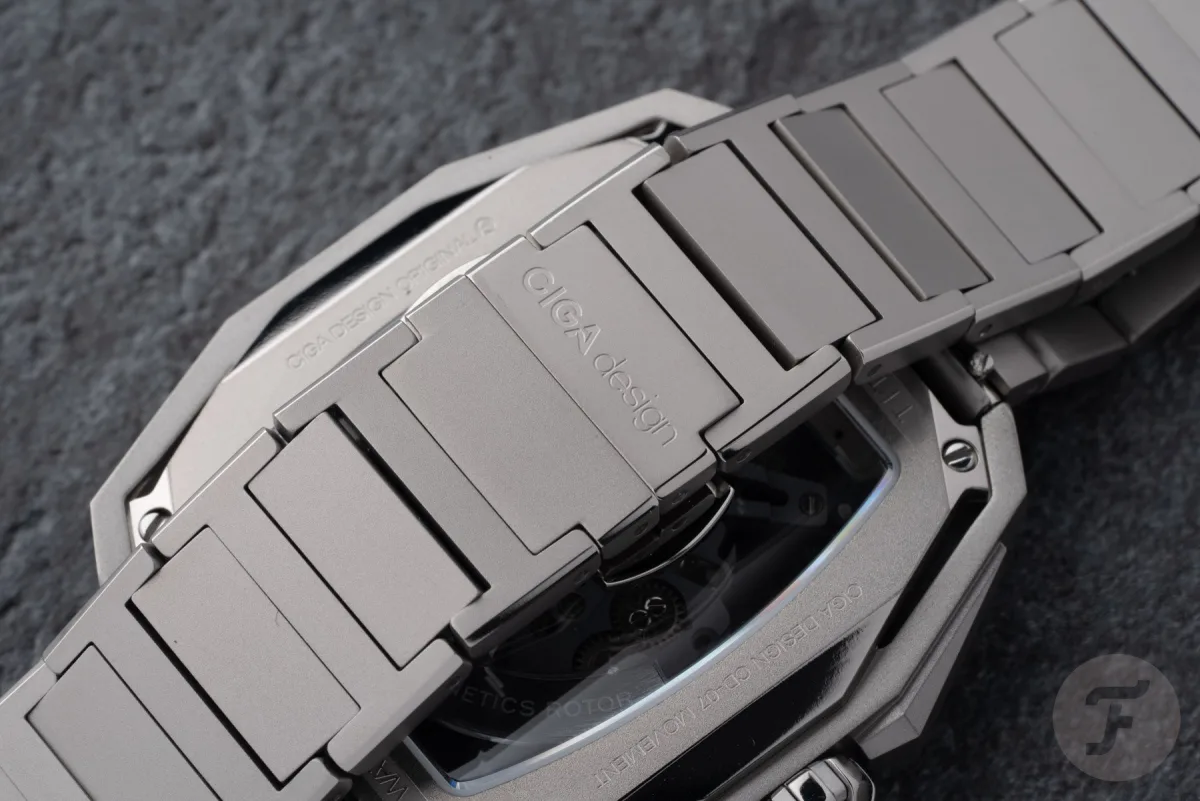 Hunter Titanium watch on wrist, showing bracelet
