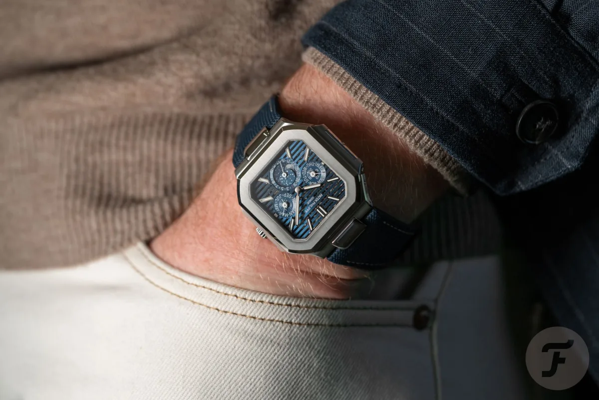 Side view of the Patek Philippe Cubitus with diamond detail