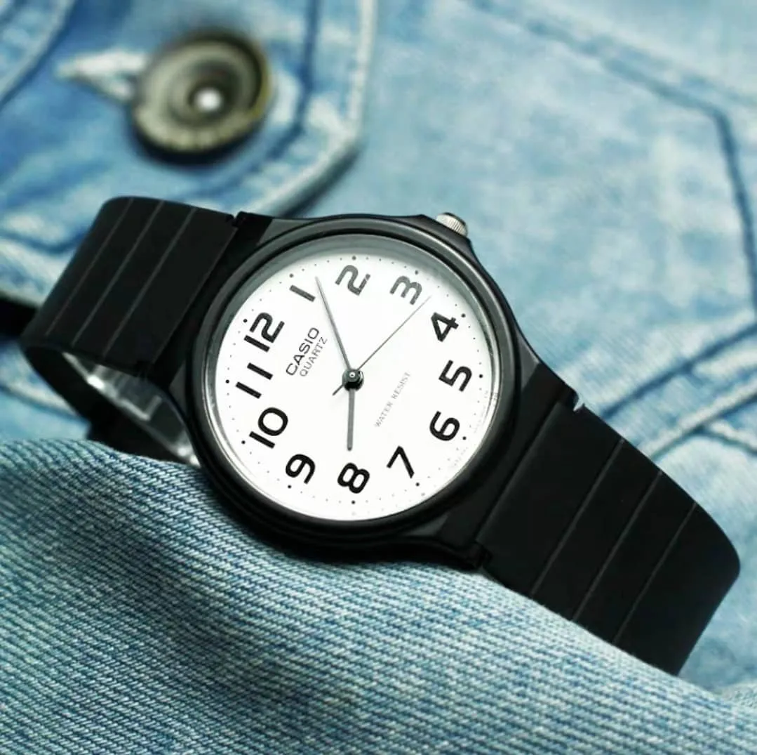 Casio MQ24-7B2 and Timex Weekender watches side by side