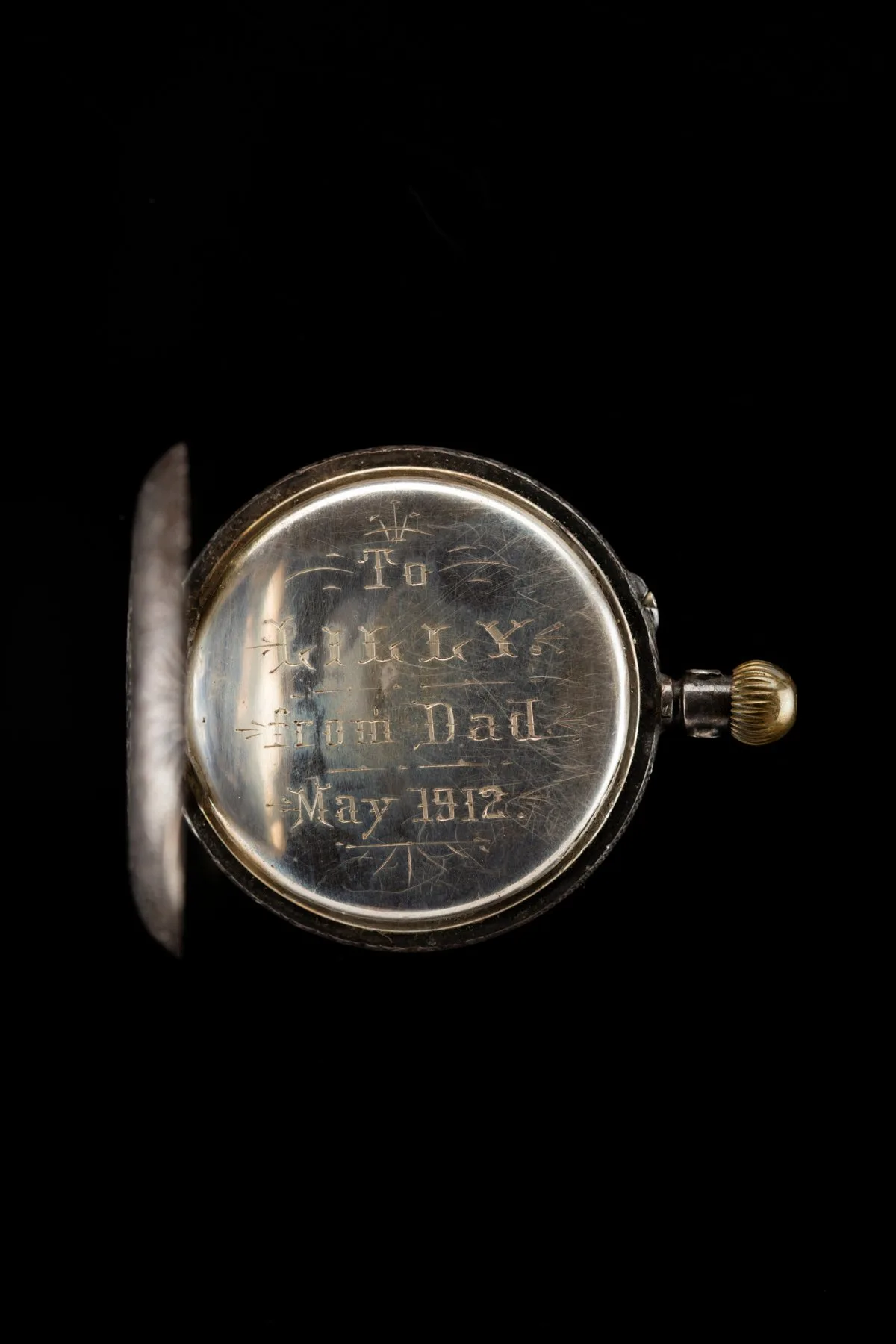 Engraved pocket watch 'For Lilly from Dad'