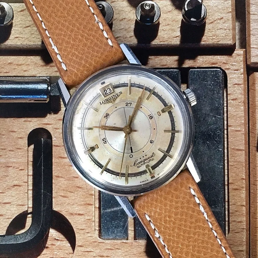 Longines Conquest Heritage Central Power Reserve watch with ice-blue dial