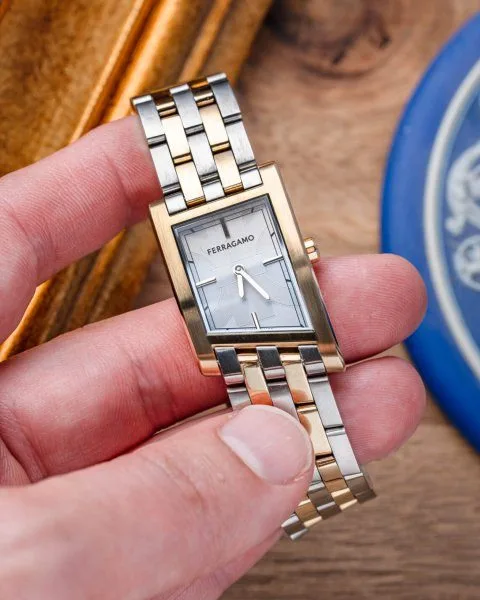 Ferragamo Asymetrique watch on wrist