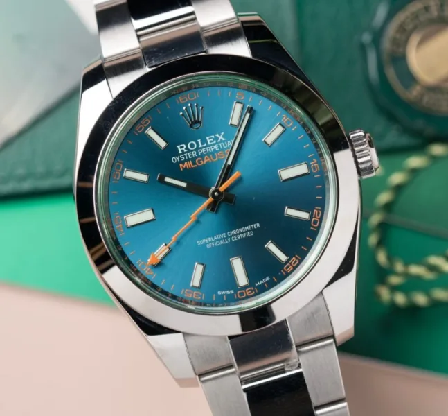 Rolex Milgauss with green sapphire crystal