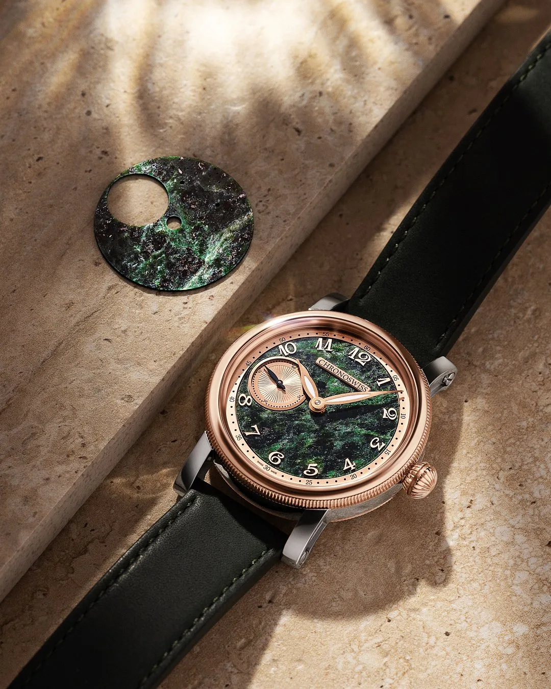 Chronoswiss Small Second model displaying stone dial