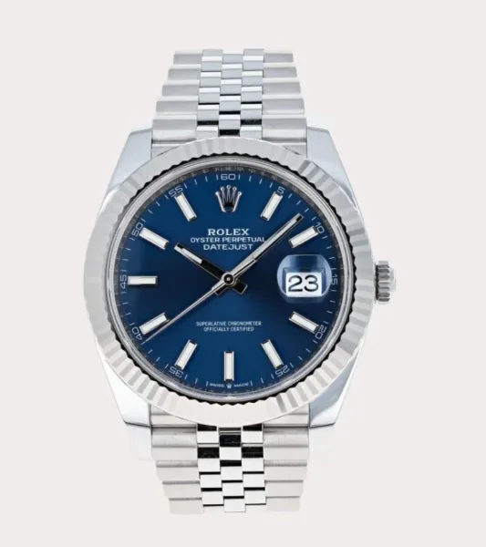 Rolex Datejust watch with a silver dial