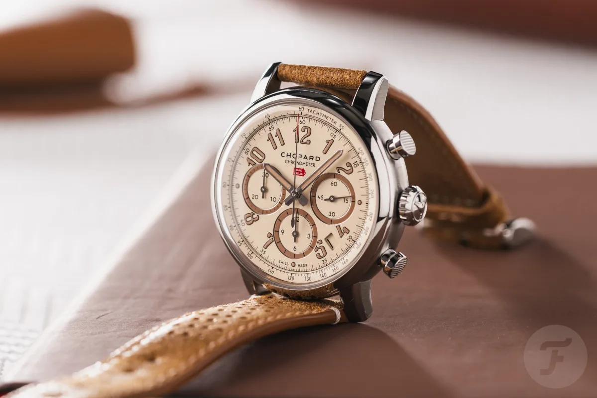 Dial of Chopard Mille Miglia Classic Raticosa with vintage aesthetics