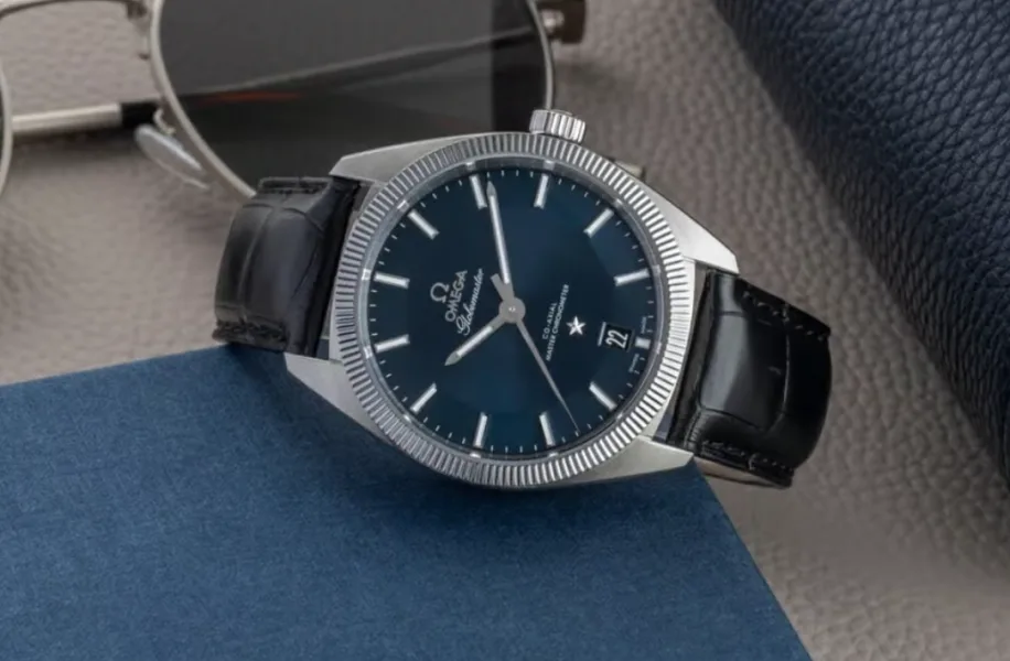 Omega Globemaster with pie-pan style dial and fluted bezel