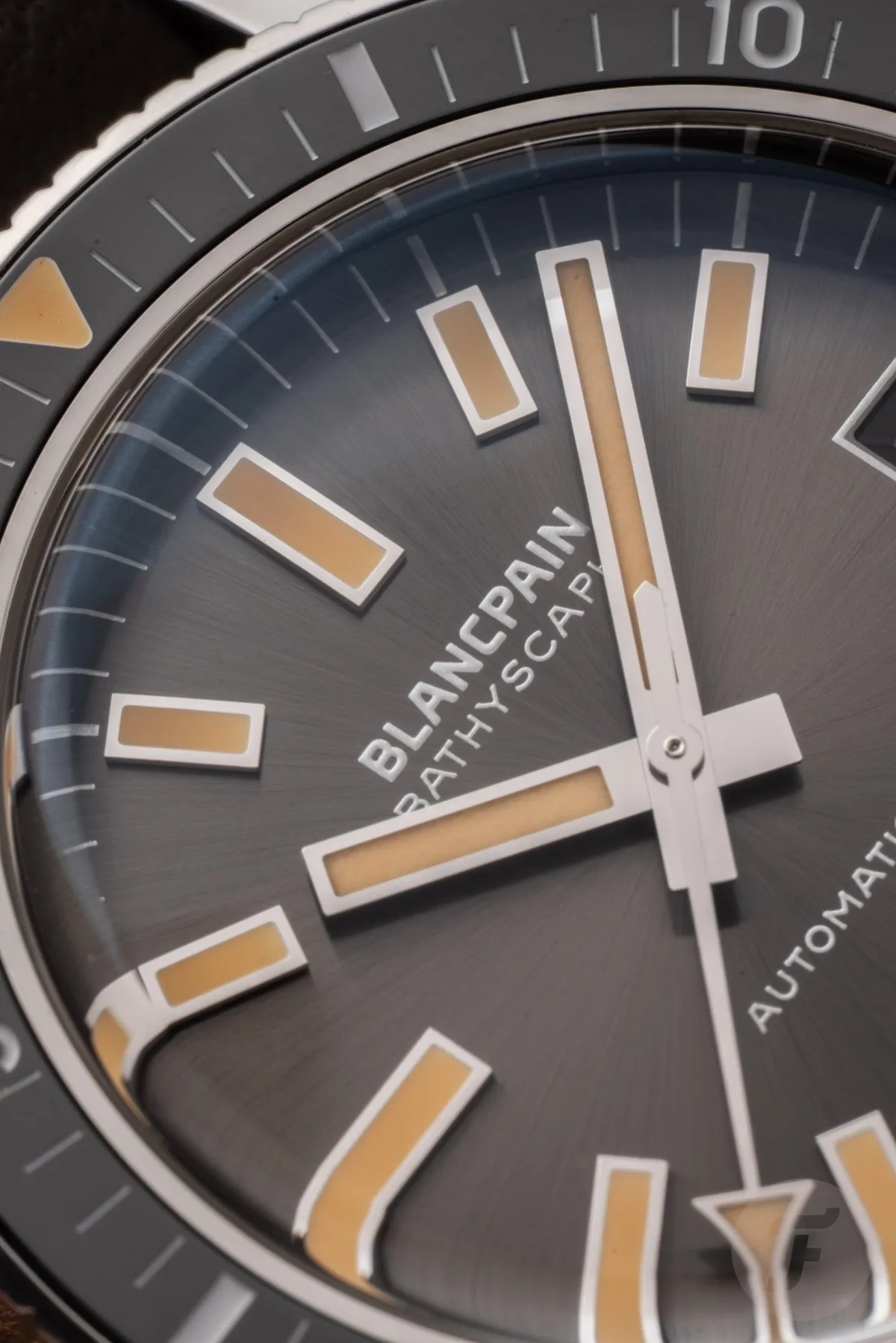 Blancpain Fifty Fathoms Bathyscaphe bezel and crown detail