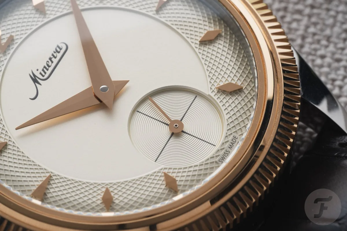 Minerva watch case with rose gold plaque
