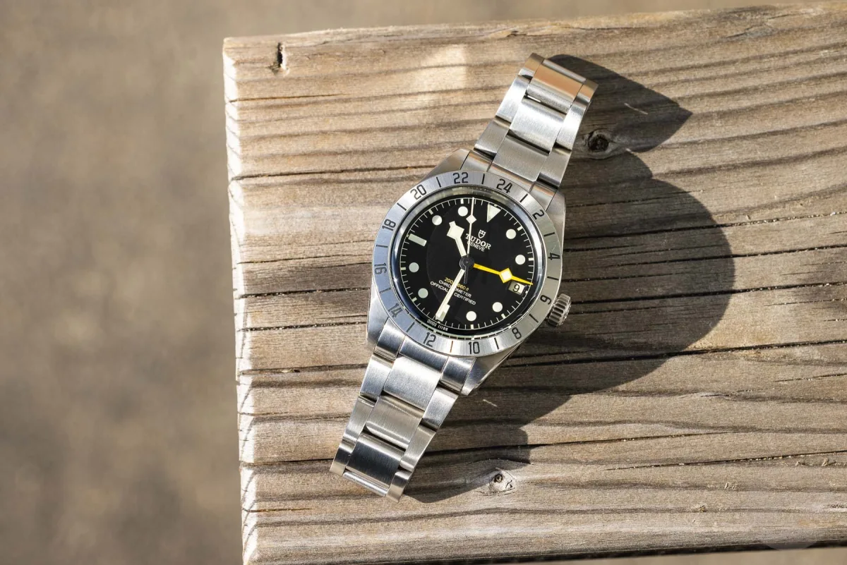 Tudor Black Bay Pro on a faux rivet bracelet