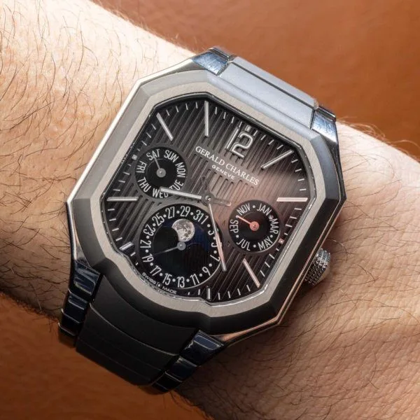 Gerald Charles Masterlink Perpetual Calendar watch with fume dial