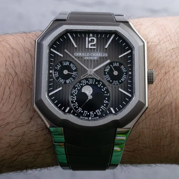Close-up of the Gerald Charles Masterlink Perpetual Calendar dial