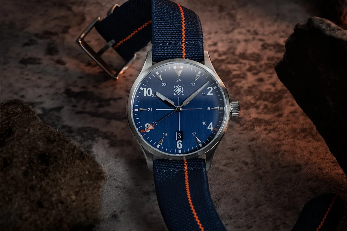 Close-up of the Sattelberg Automatic watch case and bezel