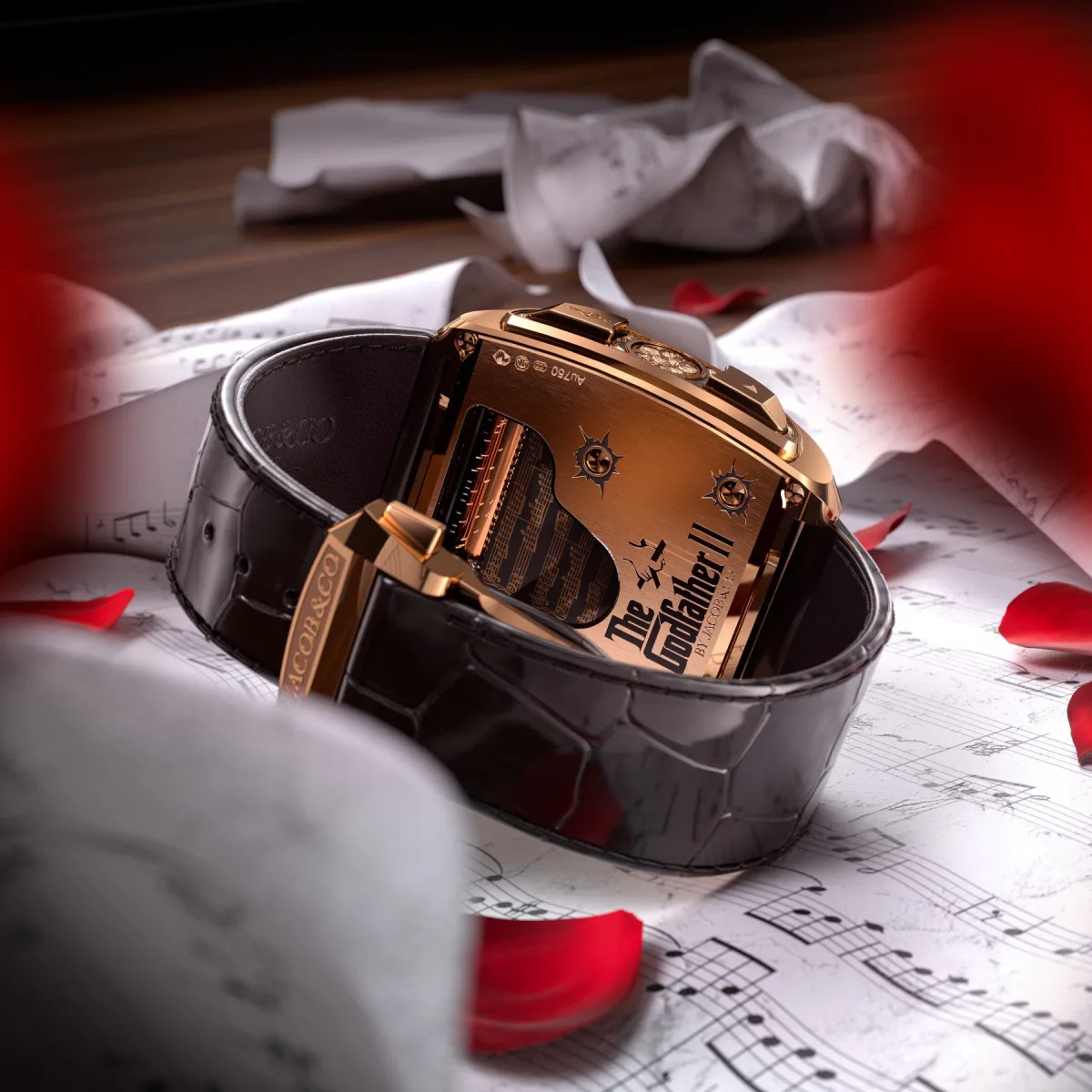 Case back of Jacob & Co. The Godfather II with engravings