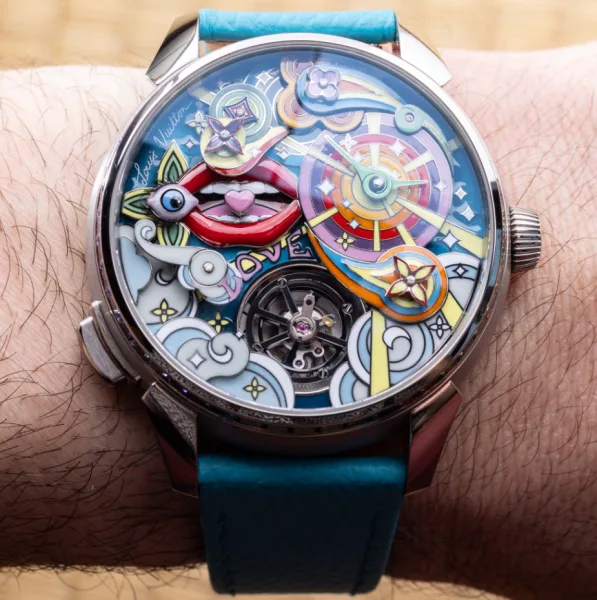Enamel painted automatic rotor of the Louis Vuitton Tambour Taiko Arty Automata