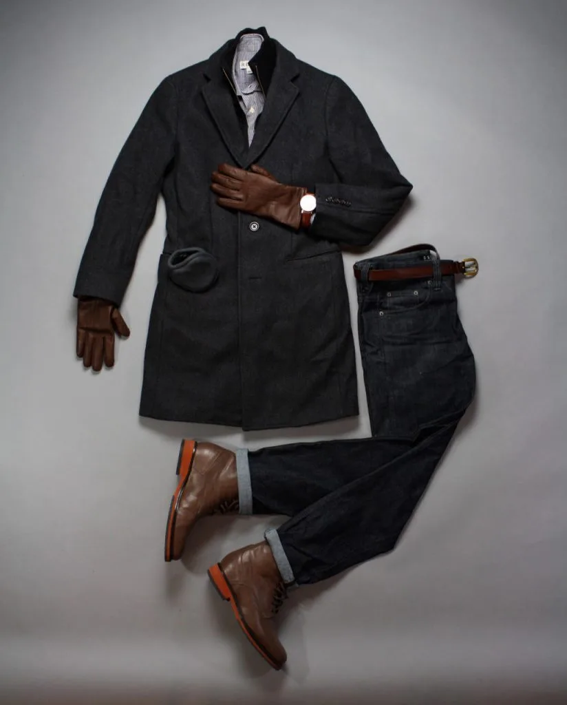 Casual outfit with a watch for cold weather