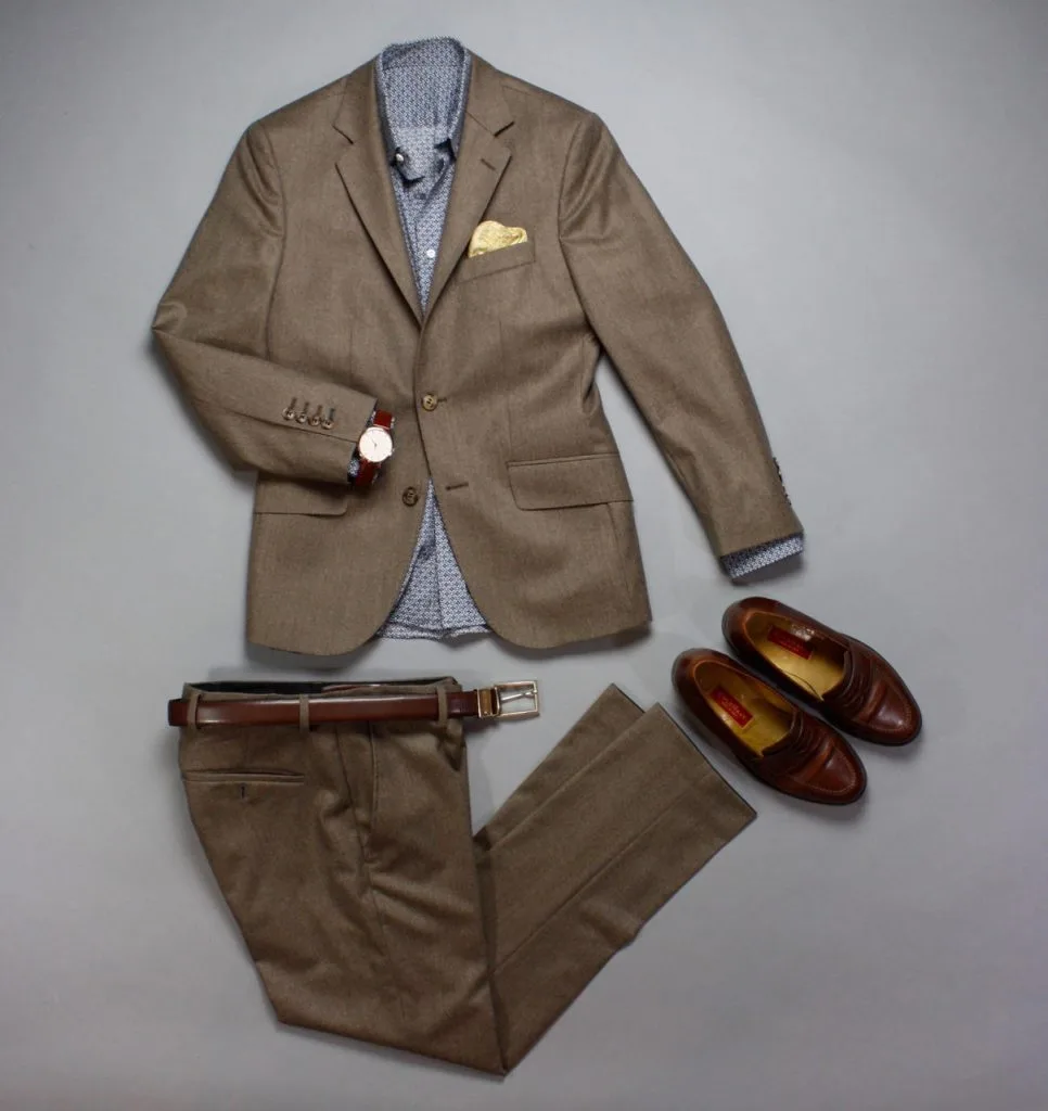 Suit outfit with a classic watch