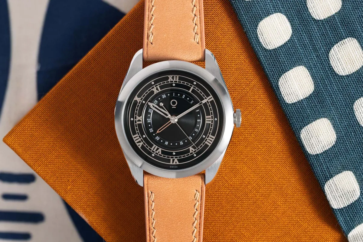 Three versions of the Coriolis Pointer Date dials: Skyline Silver, Venetus Teal, Rhodium Black