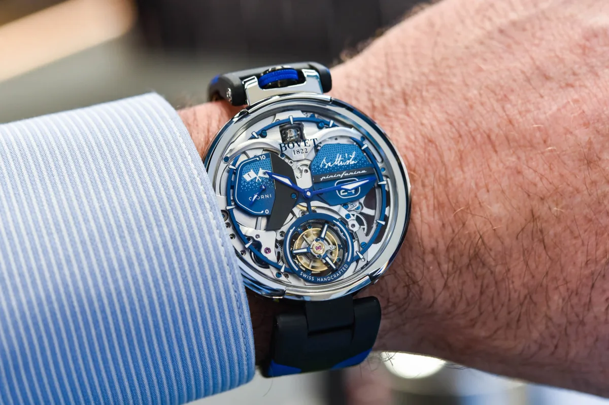 Detail of Bovet Battista Tourbillon watch dial
