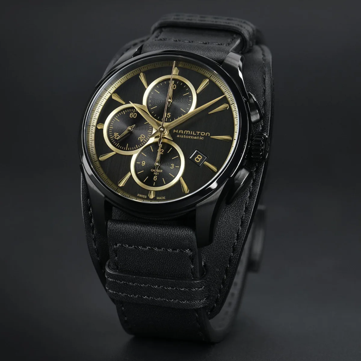 Hamilton Jazzmaster Auto Chrono in black-gold PVD