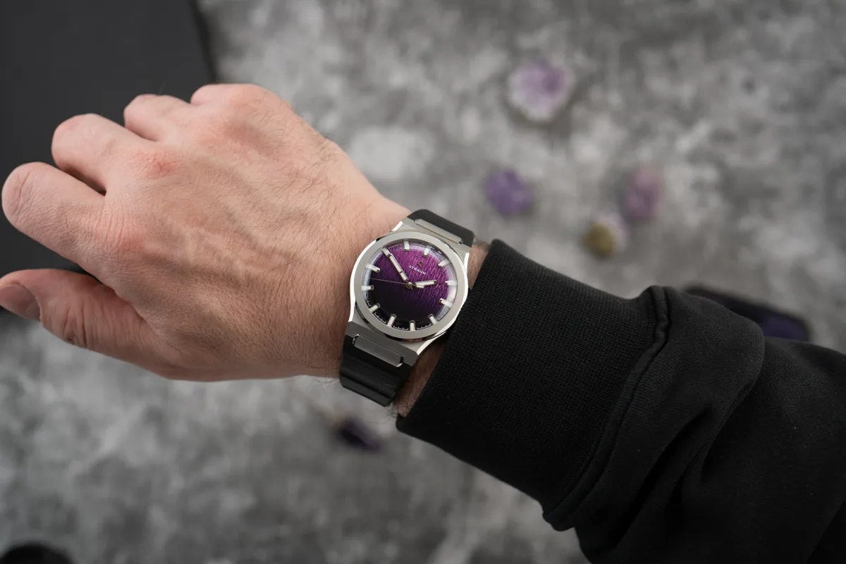 Straum Jan Mayen Arctic Titanium Purple Borealis watch case
